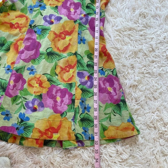Farm Rio flower print linen viscose blend short sleeve mini dress size S - Picture 6 of 10